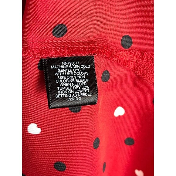 Liz Claiborne Medium 3/4 Sleeve Red Black Polka Dot White Heart Top Silky - Picture 6 of 6